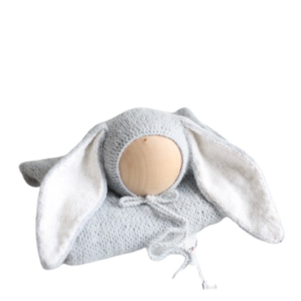 Easter Light grey hand made knit Easter bonnet and wrap set